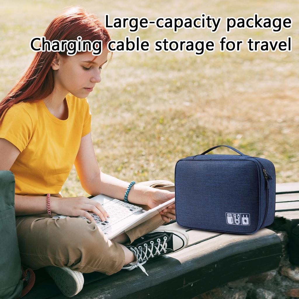 Large,Capacity Multi,compartment Organizer Bag For Cables, Travel Use