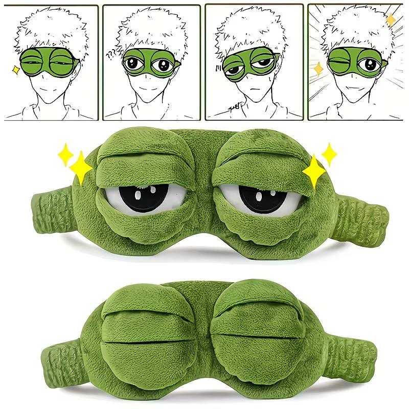 Cute Frog Eye Mask | 3D Large Eye Design | Light-Blocking Sleep Aid for Naps | Soft, Skin-Friendly, and Breathable | Essential for Travel and Home Use