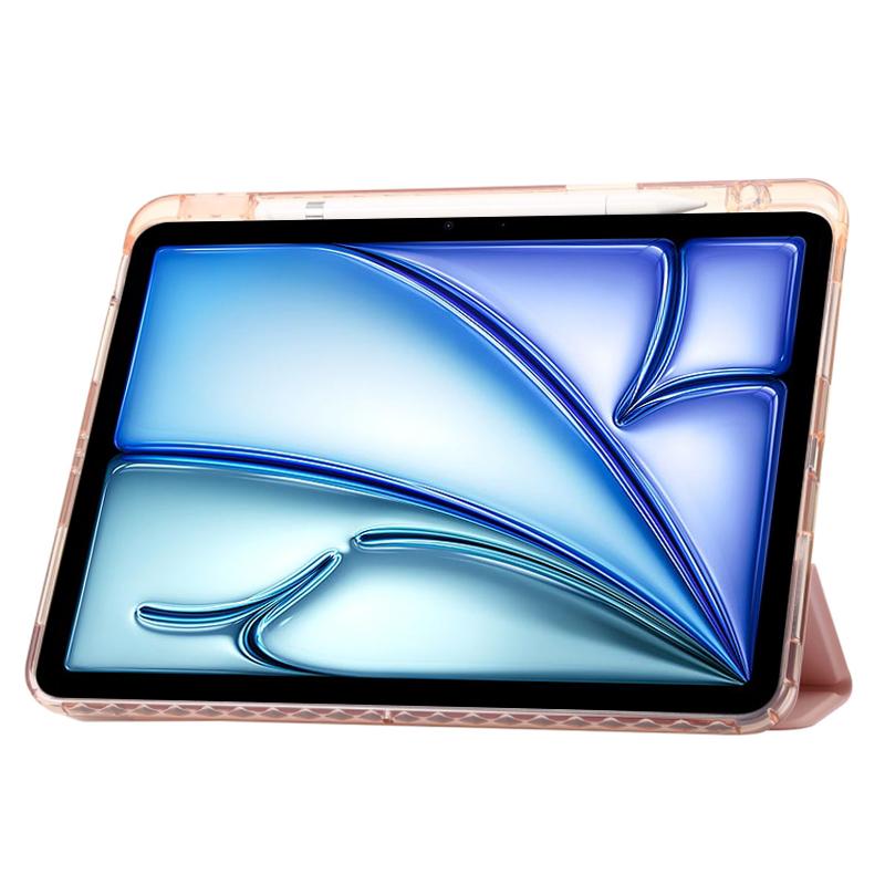 For iPad Air 11 (2025)/(2024) Case TPU+PU Leather+Arcylic Tablet Cover Tri-Fold Stand Tablet Protector