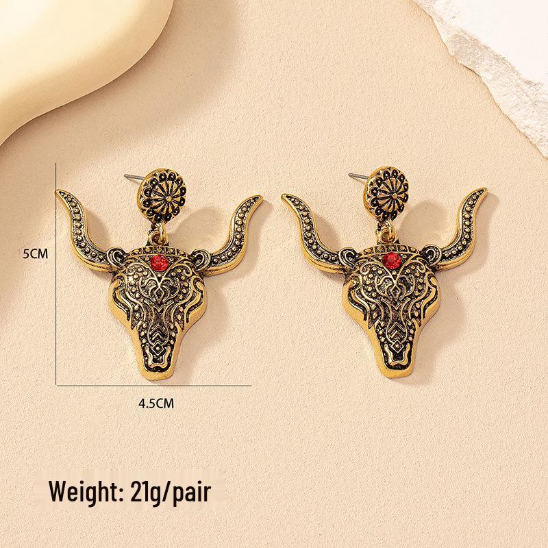 Retro Mode Stierkopf Diamant Ohrringe - Trendiger europäischer und amerikanischer Stil für Frauen