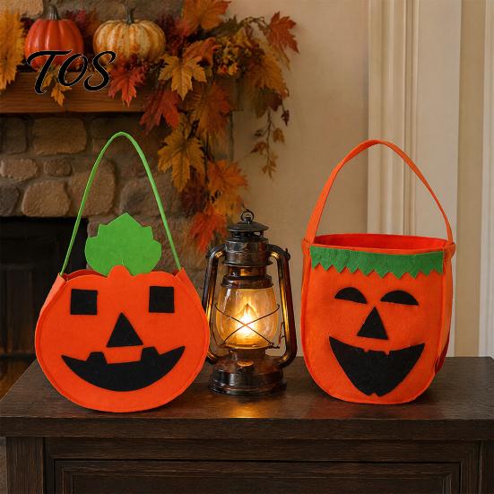 Halloween Candy Bags for Kids Felt Bag, Pumpkin Ghost Skull Cat Owl Tote Decorative Holiday Sacks Kids, Non Woven Trick or Treat Handbag, Party Favor