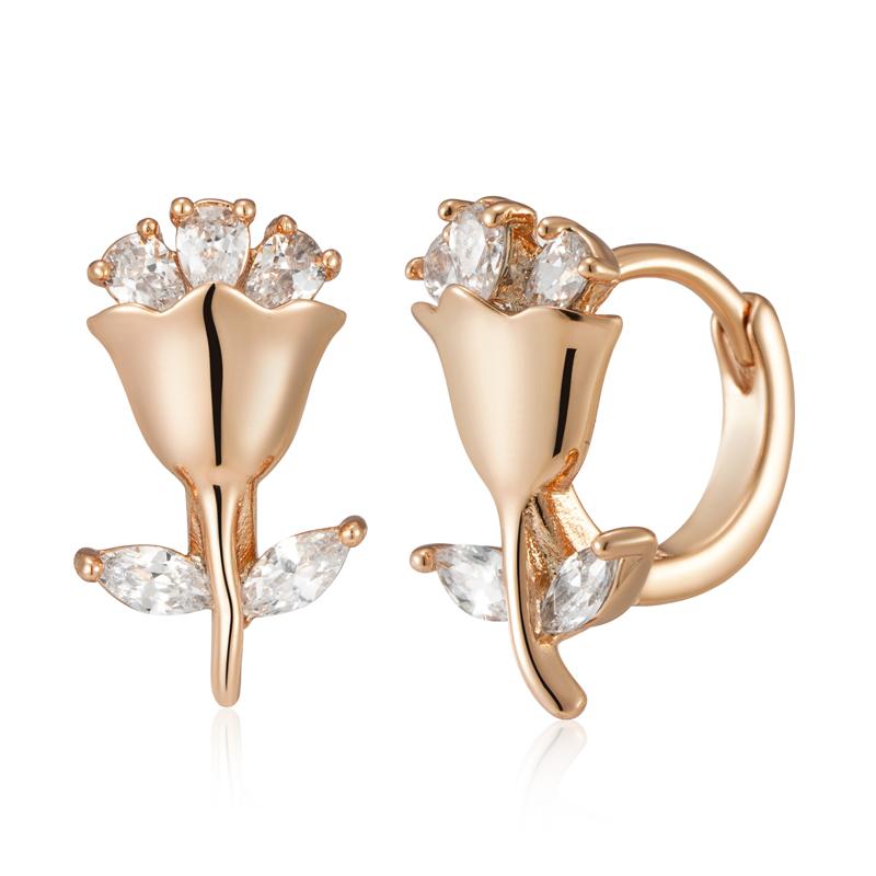 Glänzende Natürliche Zirkon Blume Niedliche Ohrringe für Frauen Roségold Farbe Trendiger Vintage Schmuck Tägliche Party Accessoires beige