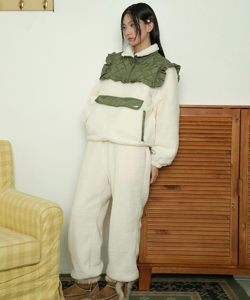 SWEET BITTER [Women] Ruffle Fleece Pants_Khaki