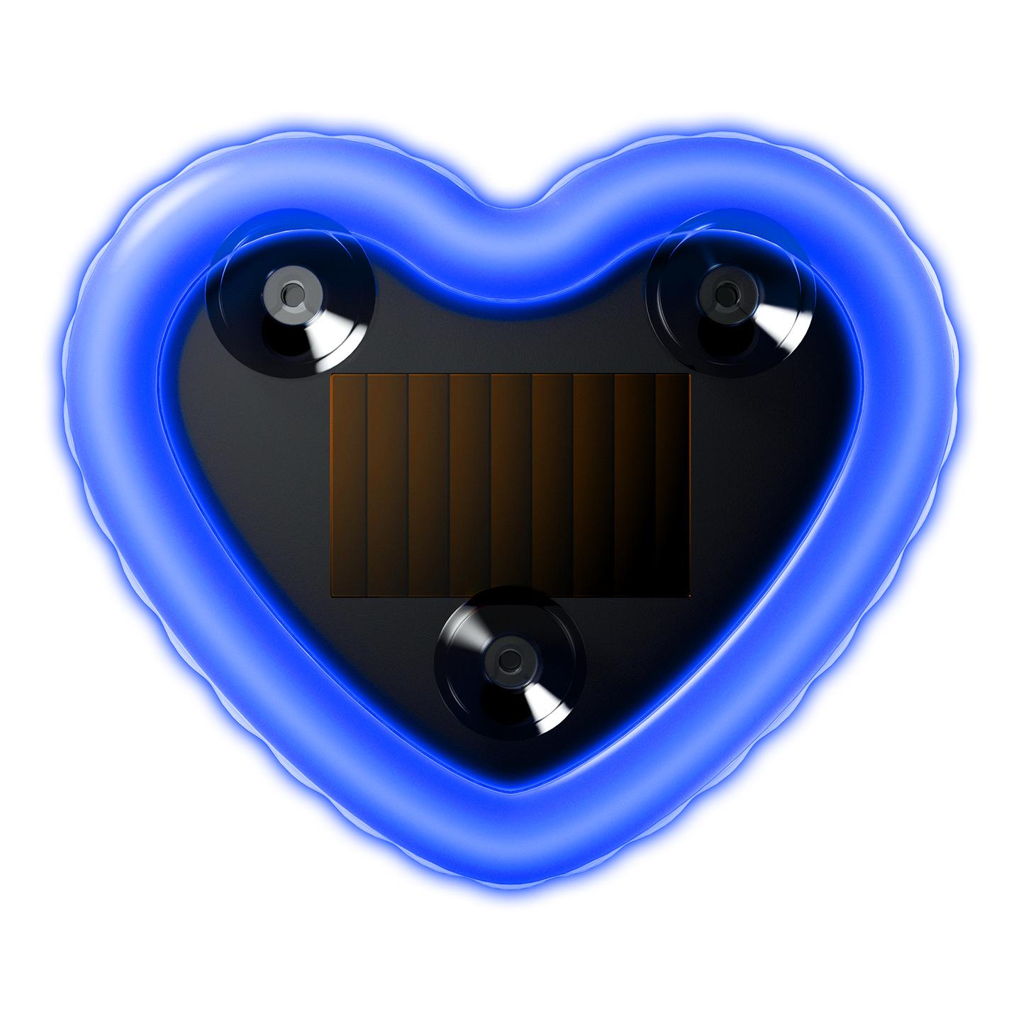 Solar-Powered Heart-Shaped Neon Light for Car Interior and Triangle Window Decor.