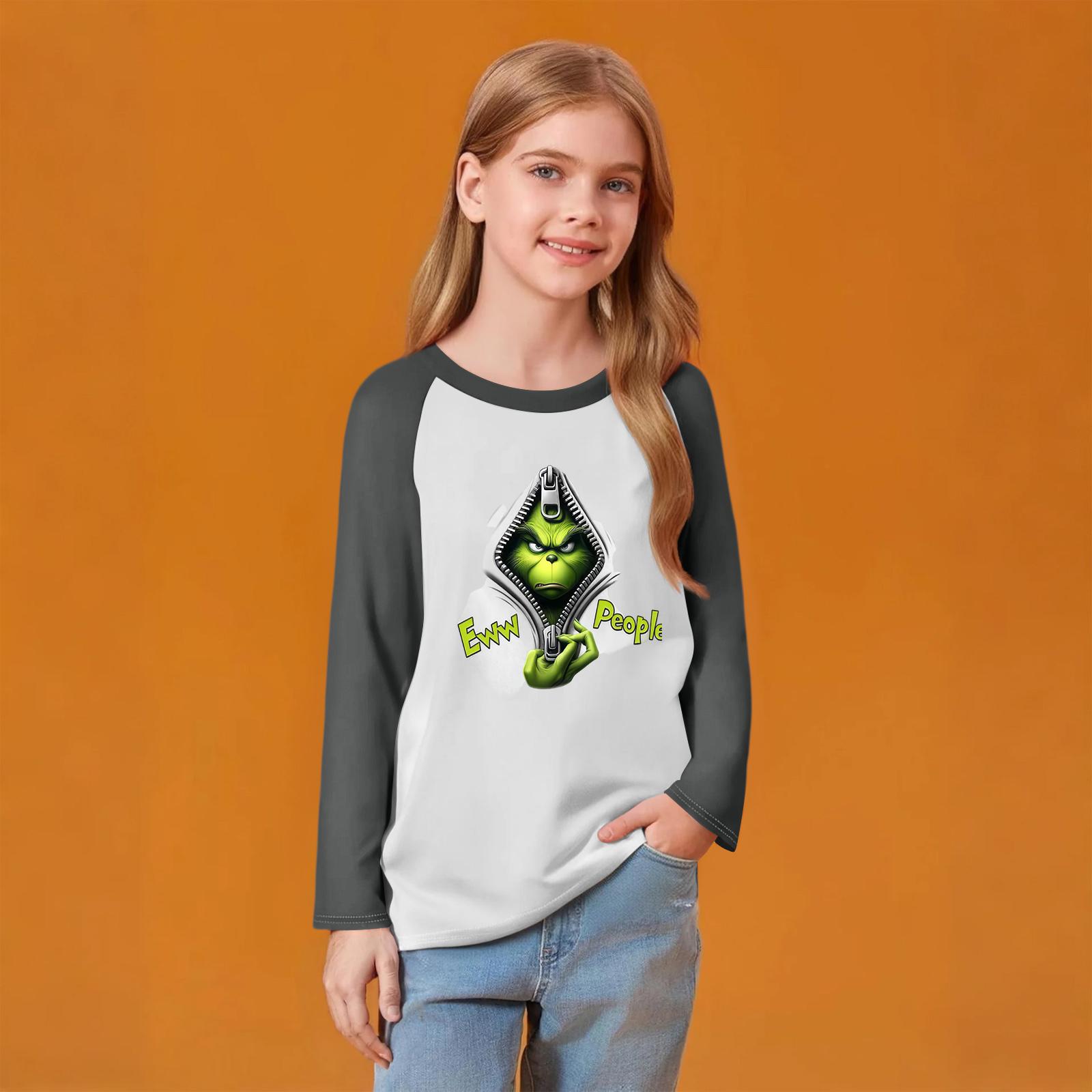 

Детский модный удобный пуловер с рождественским принтом на шее, топ с длинным рукавом 130