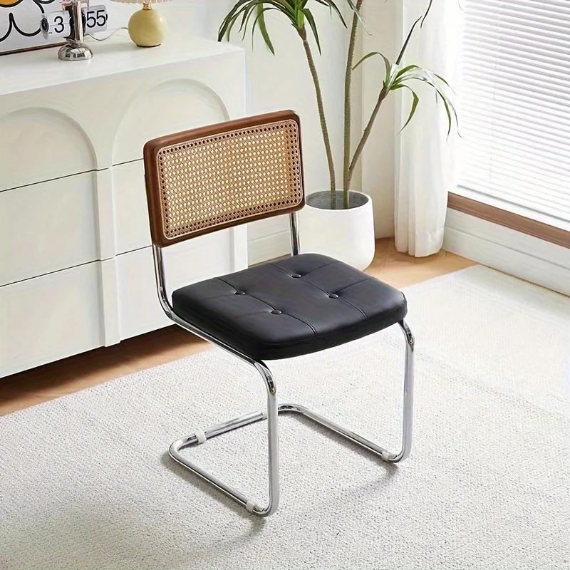 Nordic Style Dining Chair - Artificial Leather Cushion, Electroplated Metal Frame, Comfortable & Durable Chair Dining Room