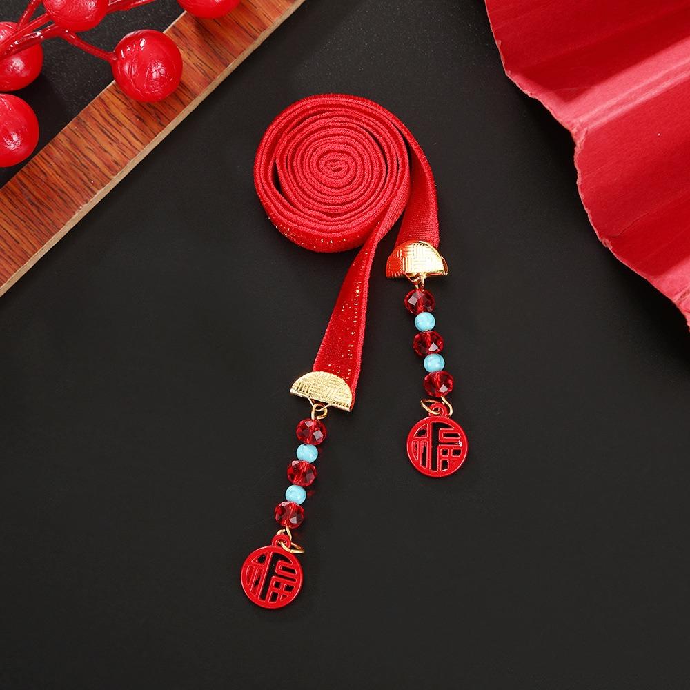 Tassel New Year Hair Rope Butterfly Chinese Long Hairband Sweet Girls Ribbon Head Rope  Festival