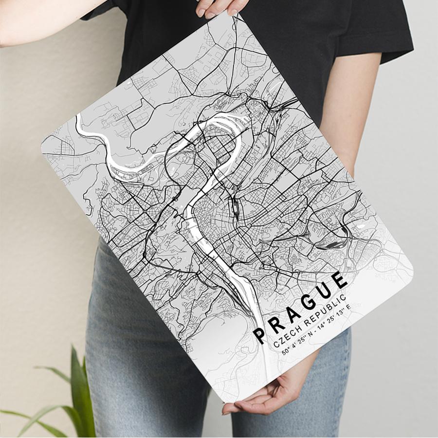 Prague Czech Republic City Map Metal Wall Art Modern Minimalist Home Decorative Painting 20x30cm（7.8x11.8inch）