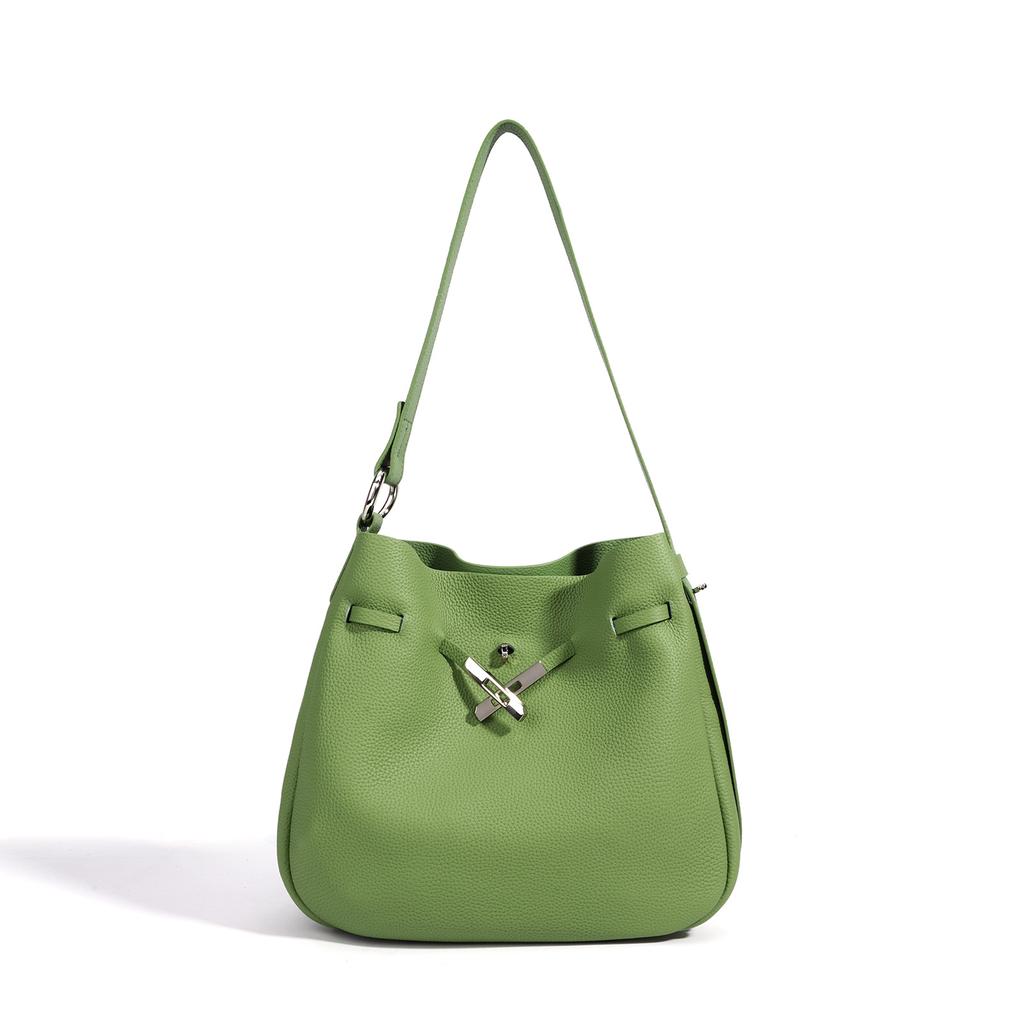 Leather premium bucket bag large capacity casual shoulder bag simple messenger bag women's bag