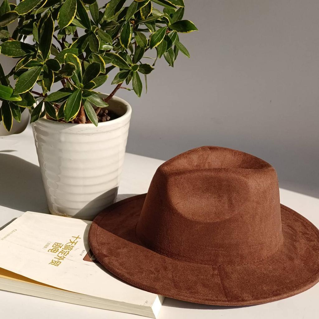 LIDHAY Western Style Suede Hat, Unisex Wide Brim Fedora Hat, Felt Panama Hat, Rancher Hat LIDHAY Western Style Suede Hat, Unisex