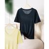 2026 Hangzhou Women's Mulberry Silk Lyocell U-Neck Tee - Lightweight, Breathable, Short-Sleeved Summer Fashion