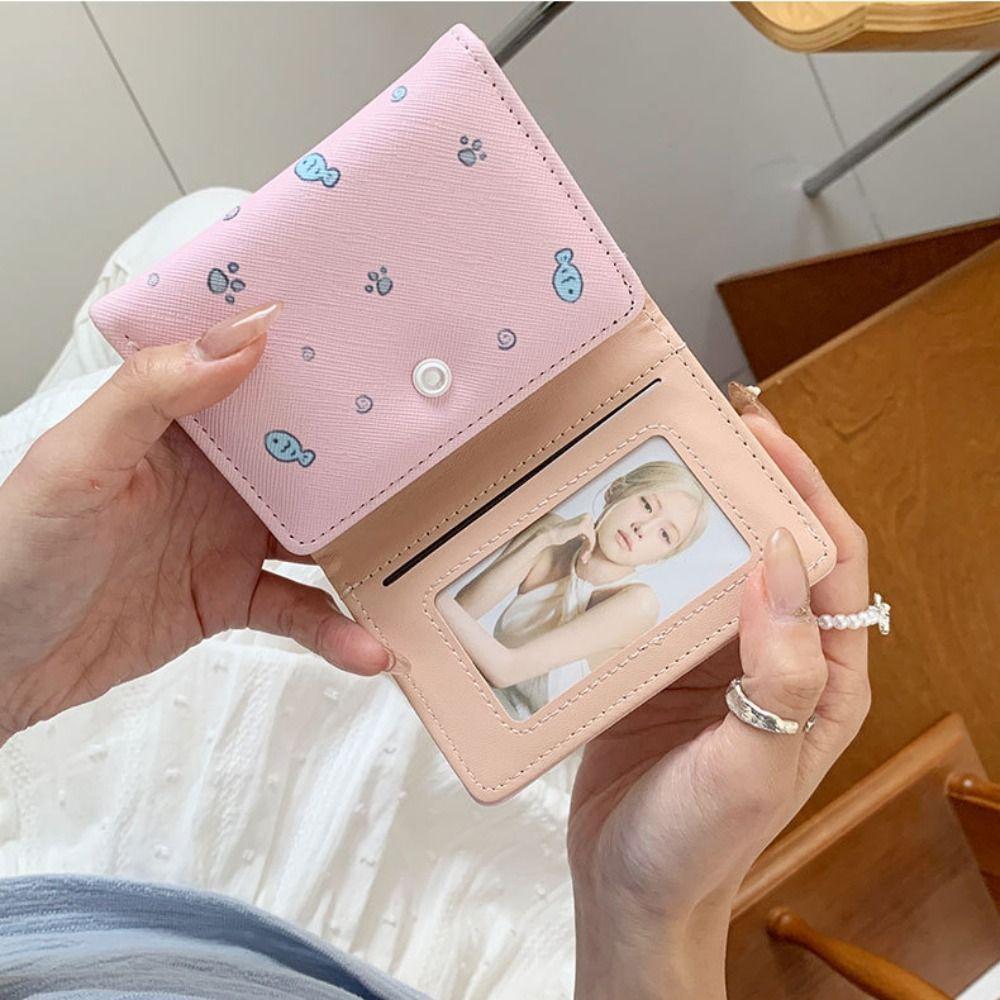 Card Pouch Portable Cat Printed Wallet PU Leather Multiple Card Short Leather Purse Cute Fashion Cat Patterned Card Bag Daily