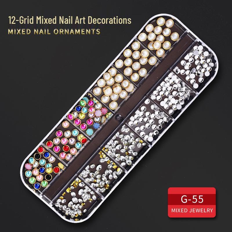 60 Nail Art Accessories: Rhinestones, Pearls, Rivets & Alloy Designs