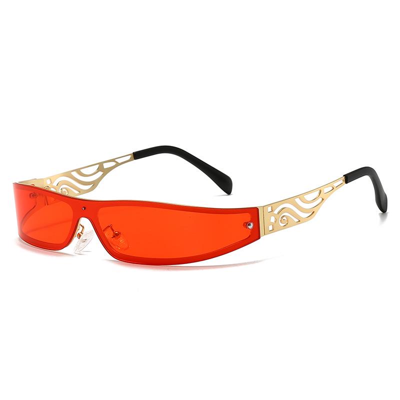 Y2K Punk One-Piece Sunglasses for Men & Women - Trendy European & American Style with Hollow Carved Temples