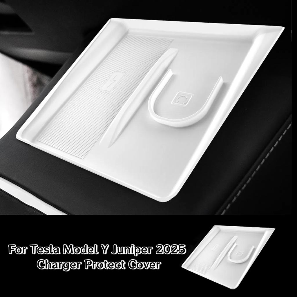 For Tesla Model Y Juniper 2025 Silicone Wireless Charging Pad Charger Protect Cover Car Accessories Non-Slip Dust-Proof Mat