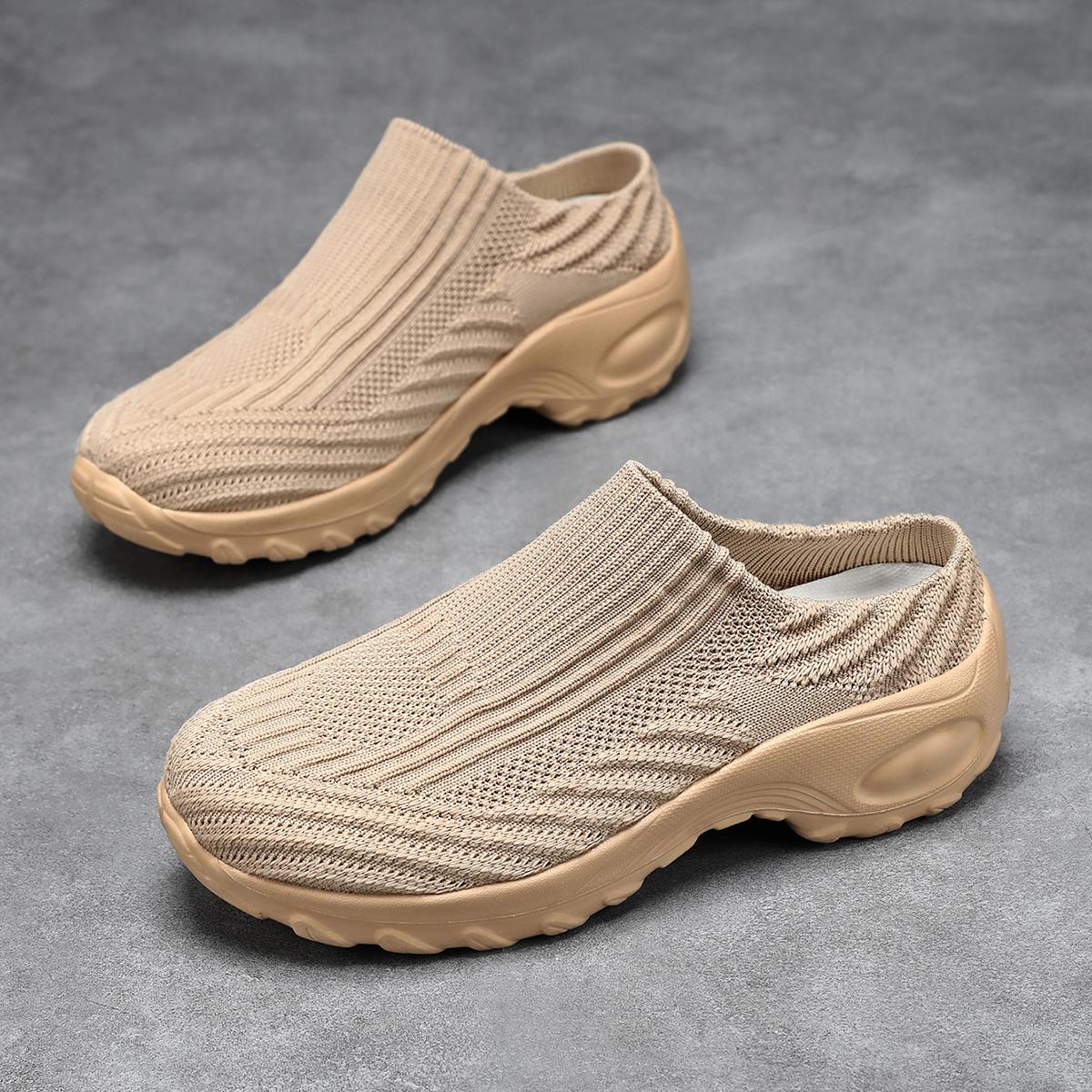 

TUINANLE Outdoor women Half Slippers Summer Casual Shoes Flat Mens Walking Sneakers Breathable Lightweight Non Slip Loafers 42 хакі