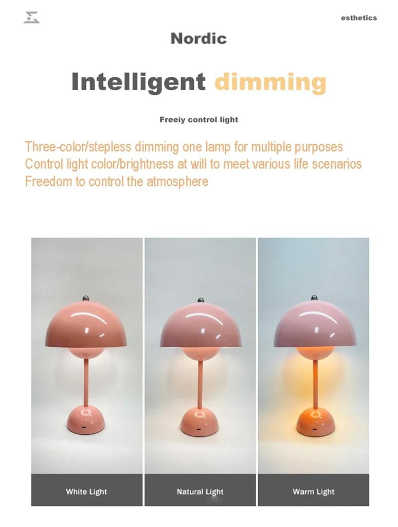 Mushroom Flower Bud Rechargeable LED Table Lamps Desk Night For Bedroom Dining Touch Night Light Simple Modern Decoration