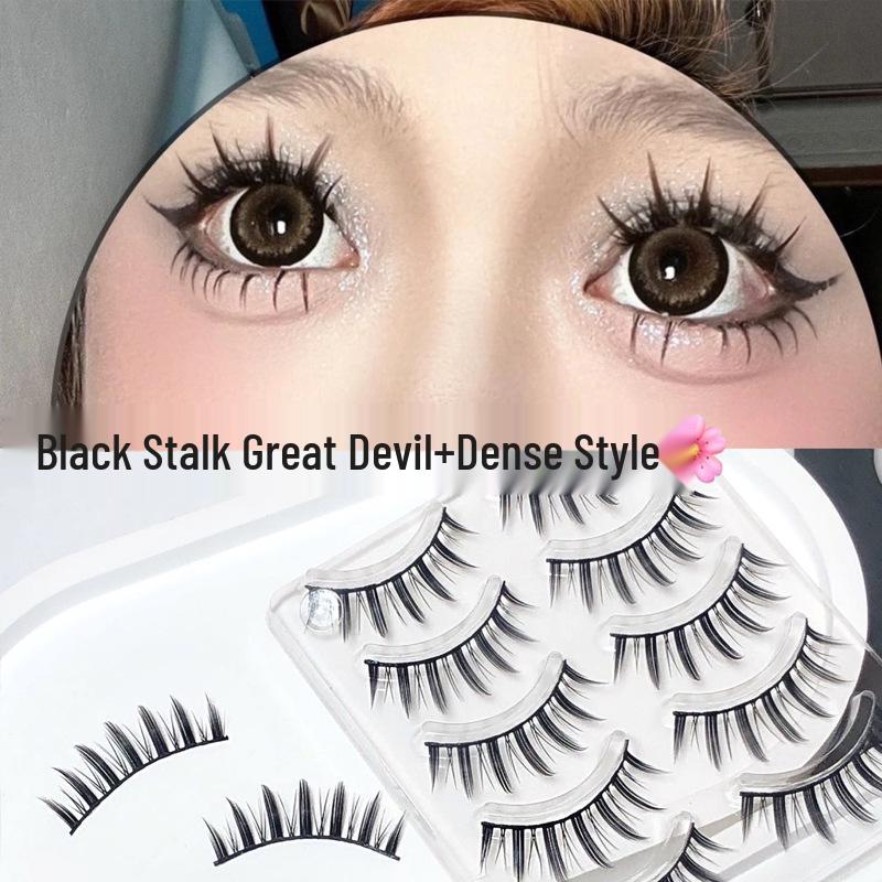 

Jie Tian Shi Transparent Big Devil Dense Curled False Eyelashes - Manga Light, Natural European & American Style