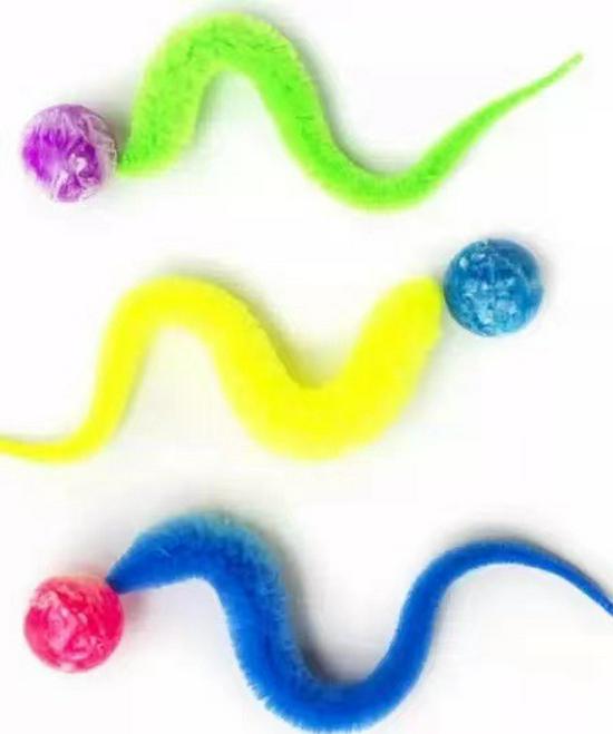 Kouzelná housenka elastický míček: Duhový červ Skákací hračka pro kočky