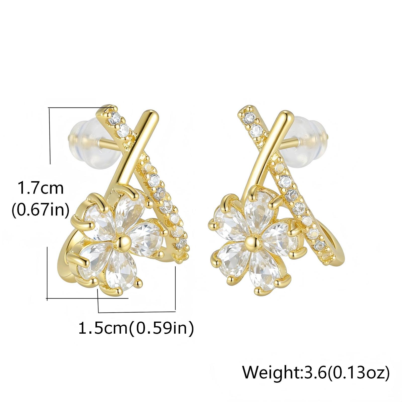 

Korean Style Elegant Crystal Flower Stud Earring for Women Girl Wedding Engagement Party Jewelry