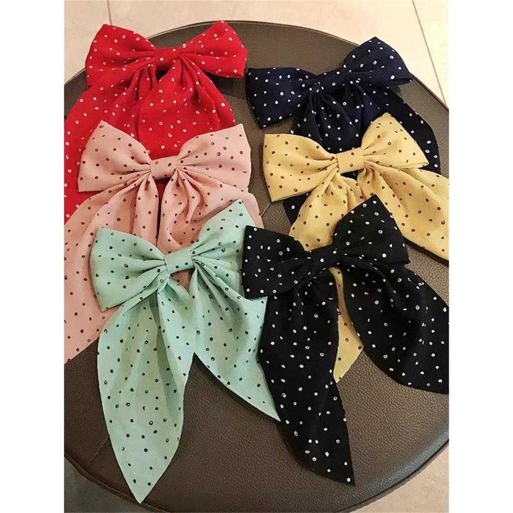 6 spring clip streamers bow hair clips for women