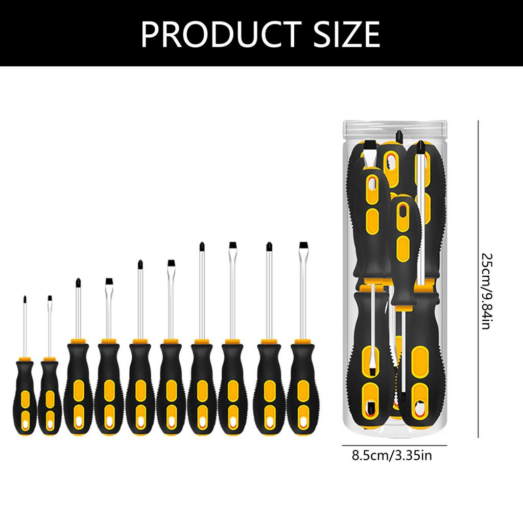 Pack of 10 Magnetic Insulated Screwdrivers with Chrome Vanadium Steel Dual Head Tips for Home Repair and Electronics Maintenance