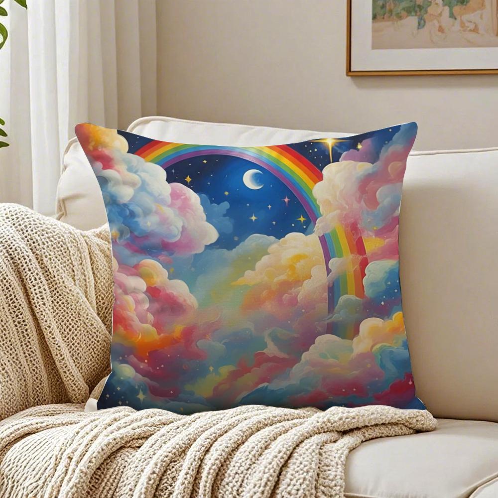 Warm Colorful Cheerful Art RRainbow Cushion Cover Pillowcase Antidustmite living Room Sofa Decor Cushion Room