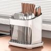 Kitchen Utensil Organizer Rack With Drainage Slots - Plastic Cutlery Holder Countertop Or Wall Mount Modern Minimalist Design