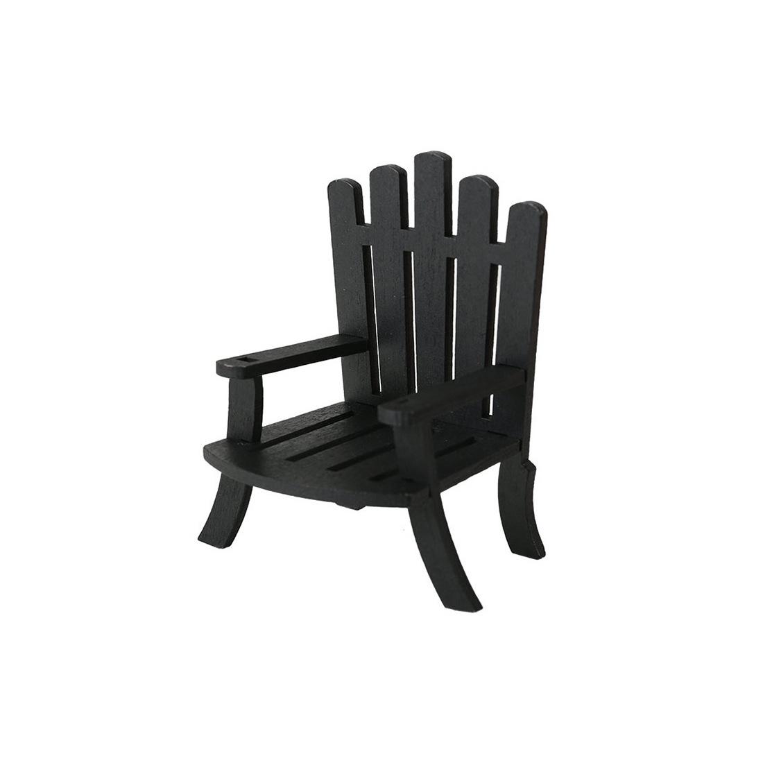 

Миниатюрное деревянное пляжное кресло - Аксессуары для кукольного домика, Реквизит для фотосъемки, Крошечное декоративное украшение для DIY поделок чёрный