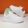 Men's and Women's Sports Shoes Autumn Fashion Children's Soft-soled White Shoes Medium and Large Children's Leather Waterproof Casual Button 