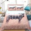 Zebra Duvet Cover Set King Queen Size Polyester Comforter Cover Black And White Stripe Wild Animals For Kids Teens Bedding Set