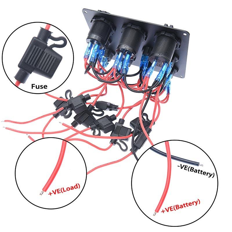 8 Gang Switch Panel Rocker Circuit Breaker Toggle Switch Panel With Dual USB Charger 12V Voltage Meter For Car Boat RV Camper