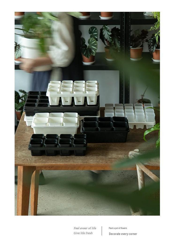 Small Black Square Succulent Seedling Tray - Thickened Plastic Pot Stand & Water Catcher
