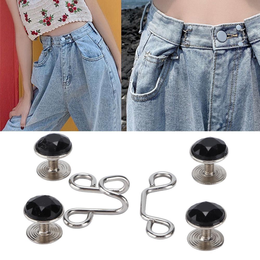 16pcs Adjustable Button Pins Reusable Pant Waist Button Convenient Waist Tightener For Jeans чёрный
