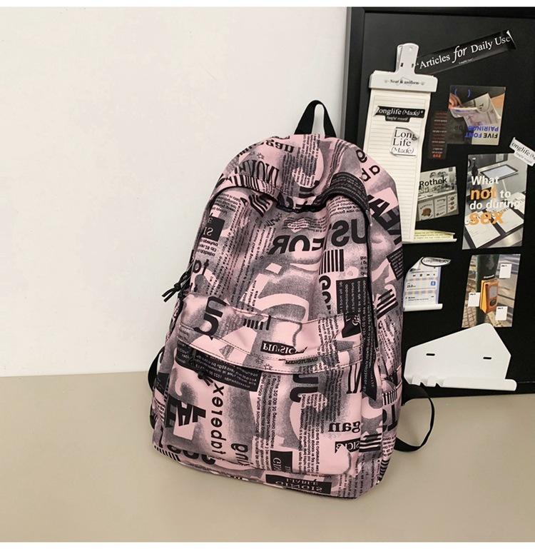 School Bag Men's Fashion Trend Middle School Students Junior High School Students High School Students Large Capacity Canvas Girls Backpack Backpack