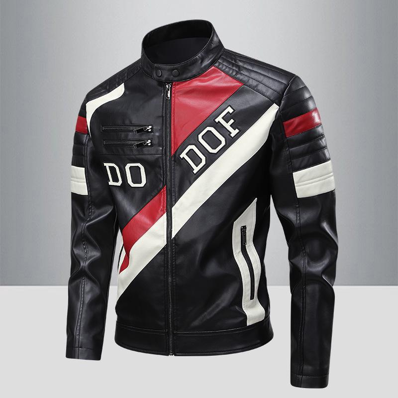 Men's PU Leather Motorcycle Racing Jacket for Spring & Autumn