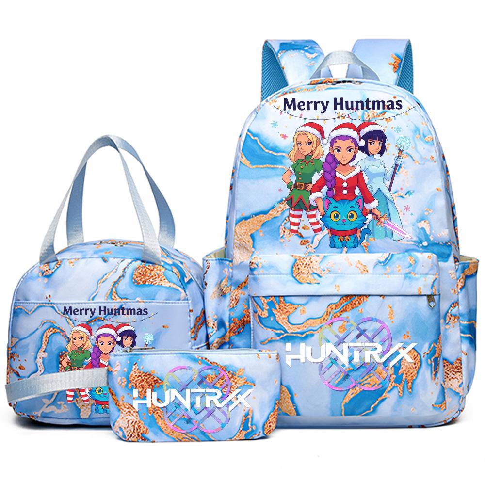 3Pcs/set Christmas K-pop Printed Backpack Handbag Pencil Case for Teenager Student Girl Boy Bookbag Schoolbag Women Large Capacity Travel Bag Kid Gift