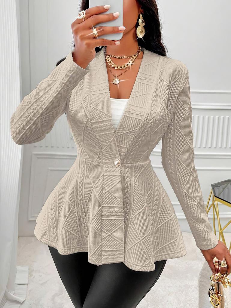Damen Blazer mit Textur und Einzelknopf in Weiß, Beige und Schwarz