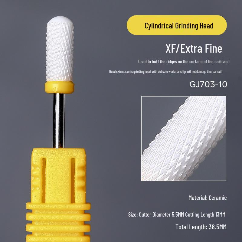 Ceramic Nail Art Grinding Head for Nail and Dead Skin Removal - Non-Heating Replacement Drill Bit.