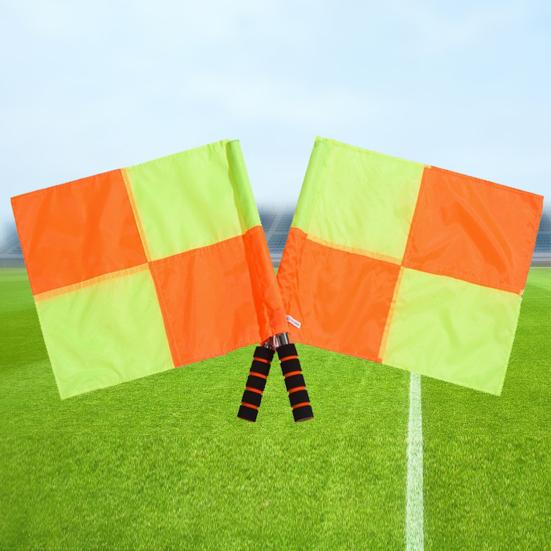 1 Pair Referee Flag Exquisite Easy To Use Stainless Steel Tube Soccer Judge Linesman Flag Football Referee Tool