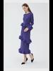 Women's 2025 Spring Miyake Ruffled Long-Sleeve Lace-Up Dress, Medium-Length, Slim Fit, Pleated Bottom Skirt.