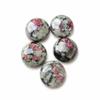 Natural Eudialyte Round Shape Flat Back Cabochon Lot, Pink Black Matrix Loose Gemstone for Jewelry Making