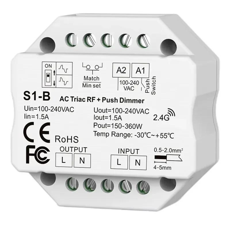 

S1-B/S1-B(WT)/S1-B(WZ) Skydance 2.4G LED Controller WiFi & RF Push AC Triac Dimmer Switch For Single Color LED Lamp Strip R11