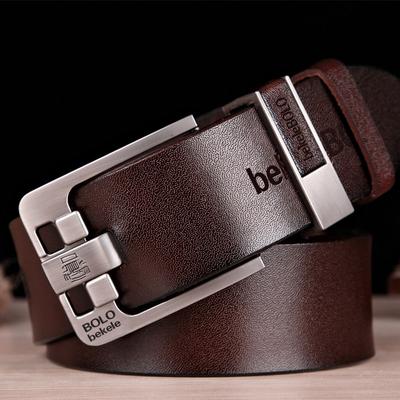Belt Men's Genuine Leather Belt Men's Belt Pin Buckle