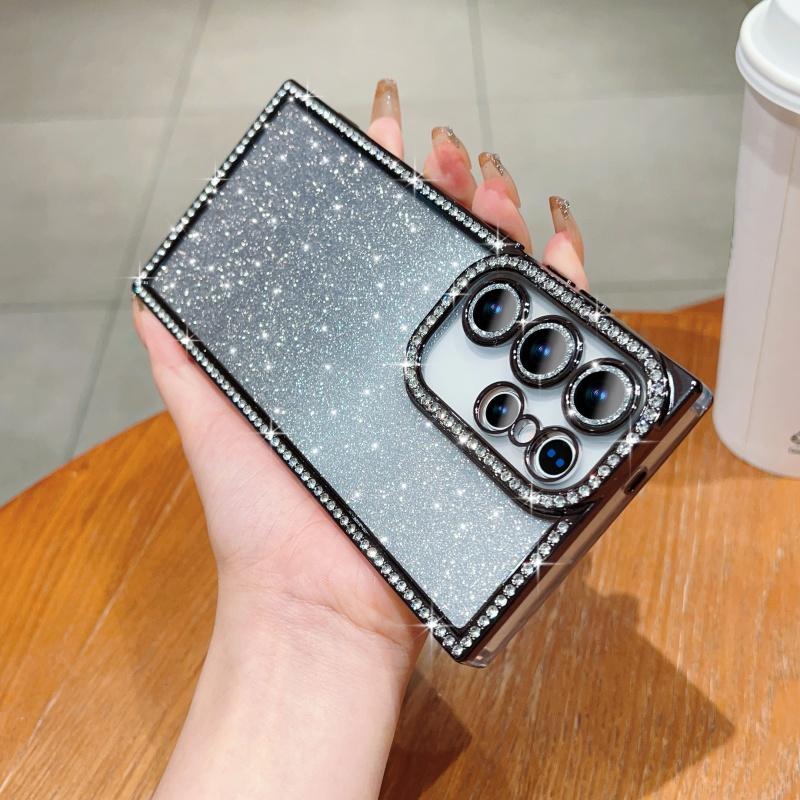 Luxury Plating Flash Diamond Glitter Bling Case For Samsung Galaxy S25 S24 Plus Ultra Soft Silicone Shockproof Proteciton Cover