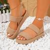 2024 Women's Plus Size Roman-Style Thick-Soled Casual Sandals with Imitation Hemp Rope