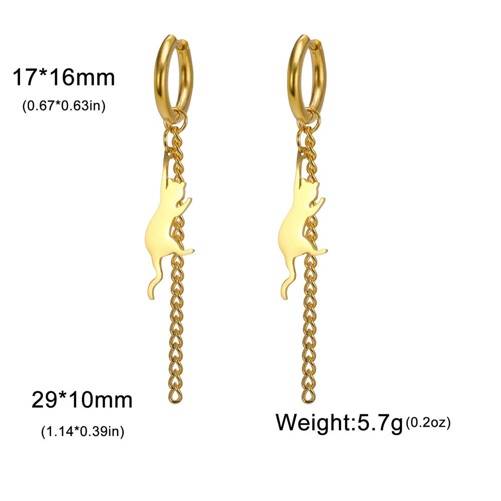 My Shape Cat Fish Bones Drop Earrings for Women Girls Cute Kitten Animal Lovers Dangle Earring Stainless Steel Jewelry Kids Gift