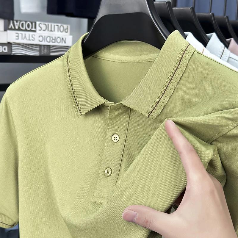 New Men's Business Casual Short Sleeved Shirt Solid Color Polo Shirt Fashionable Breathable Comfortable Versatile Top