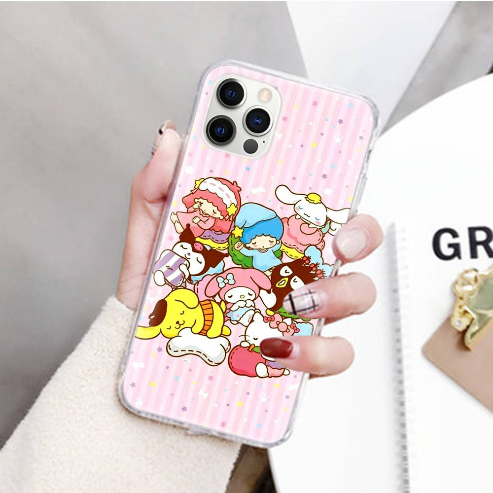 JZ10 Sanrio Characters Transparent Case for Samsung A04 A14 A23 M33 M53 Realme 10 9 C35 C55 VIVO Y02 X80 Infinix Hot 30 Note 11 Tecno Spark 8P Pro