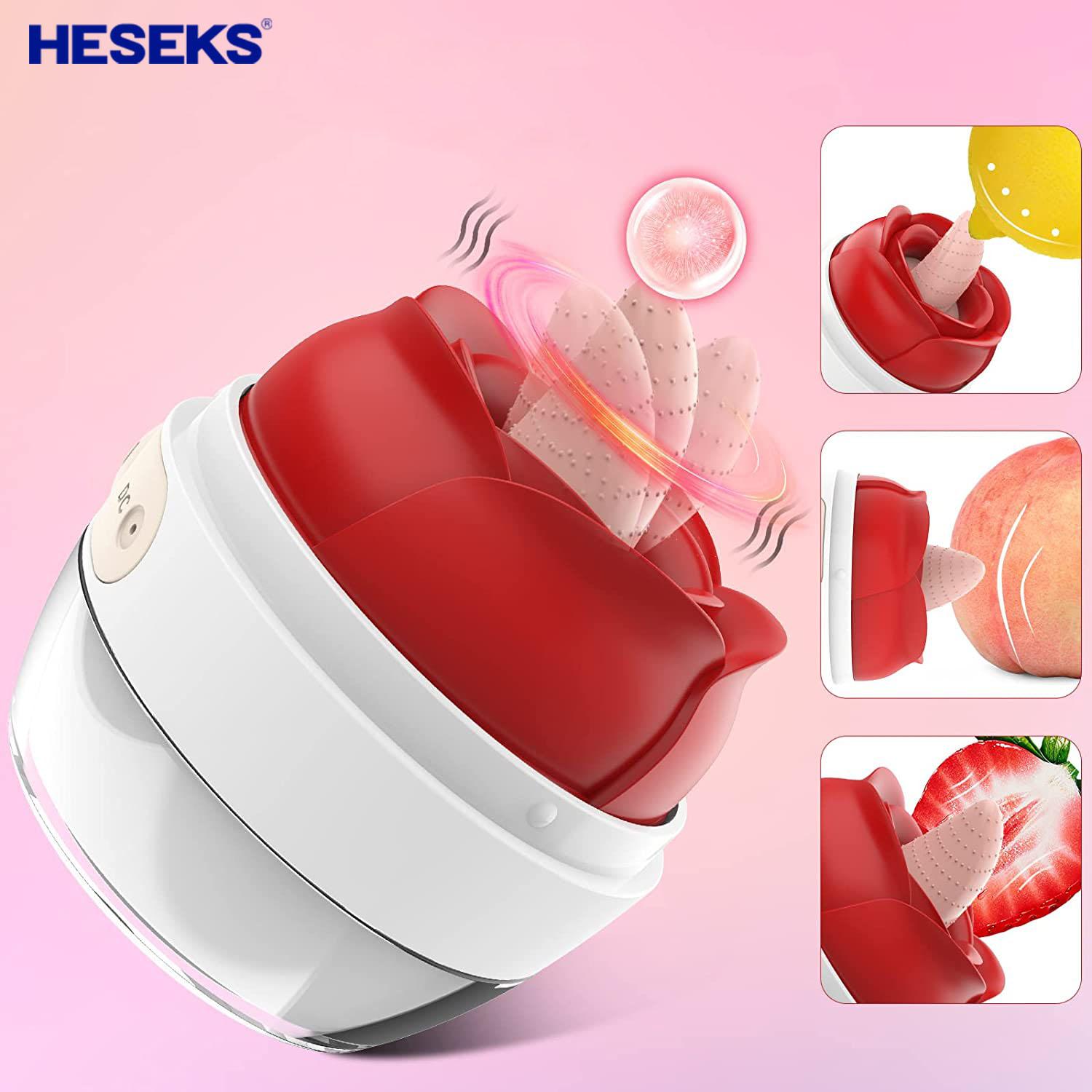 HESEKS Rose Секс-игрушка Вибрация Клиторальный язык Стимулятор лизания сосков Стимулирует медовые бобы Массажер для точки G Секс-игрушки для Type A